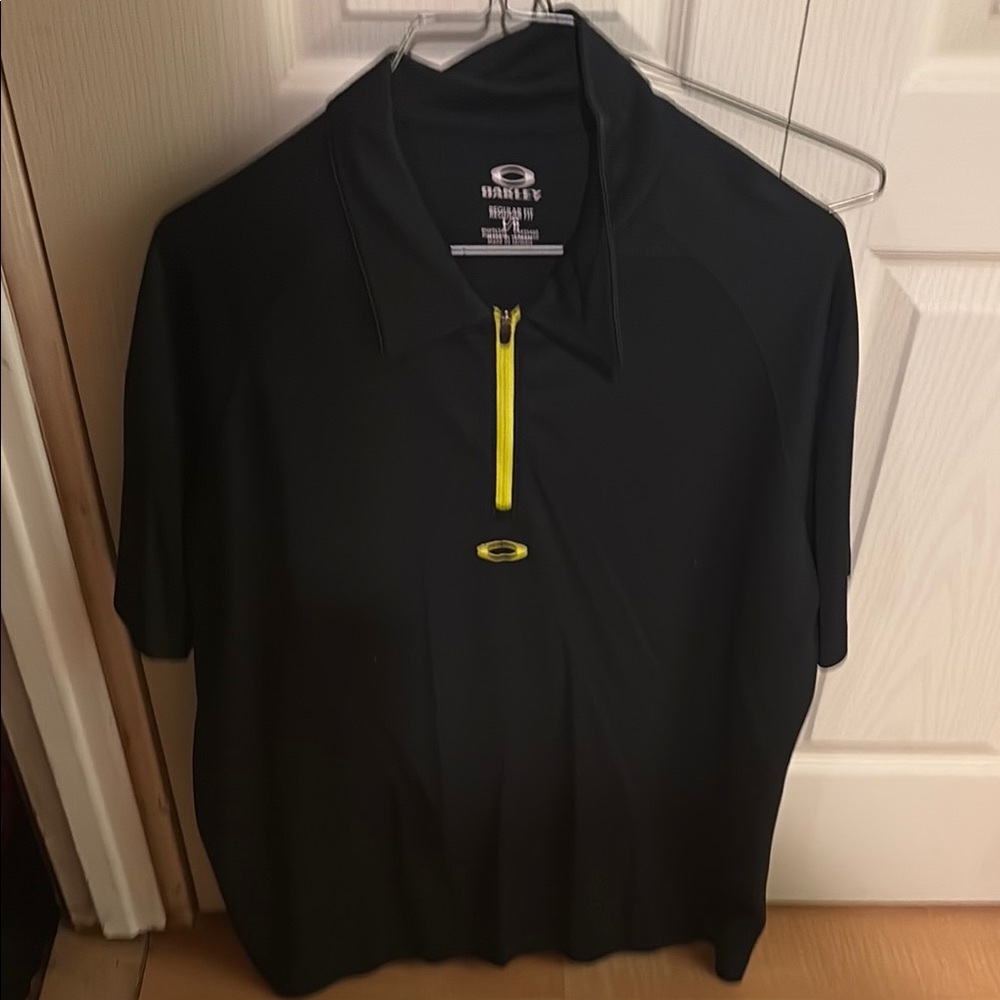 Oakley Black and Yellow Polo Shirt with Performance Fabric